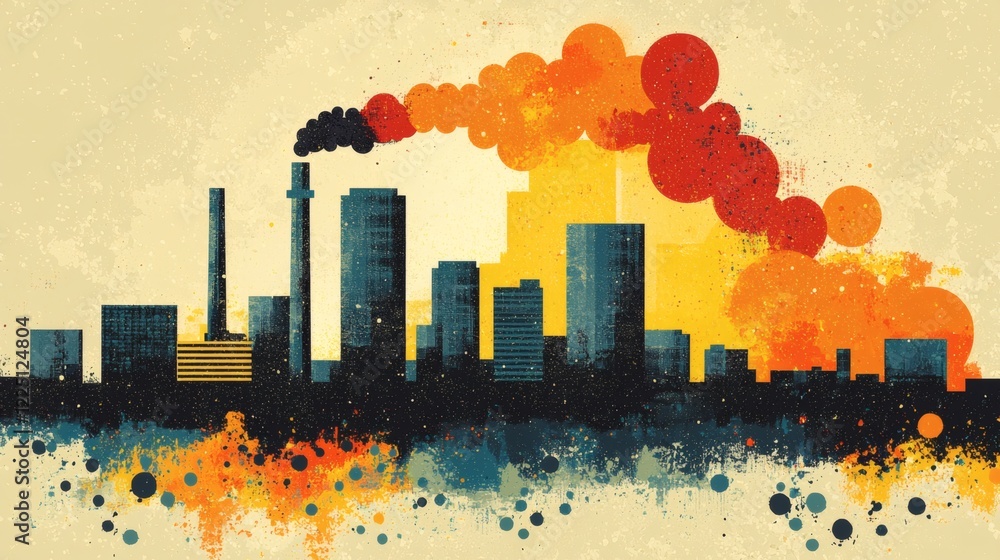 Poster infographic showing the correlation between deregulation and increased carbon emissions stock photo 