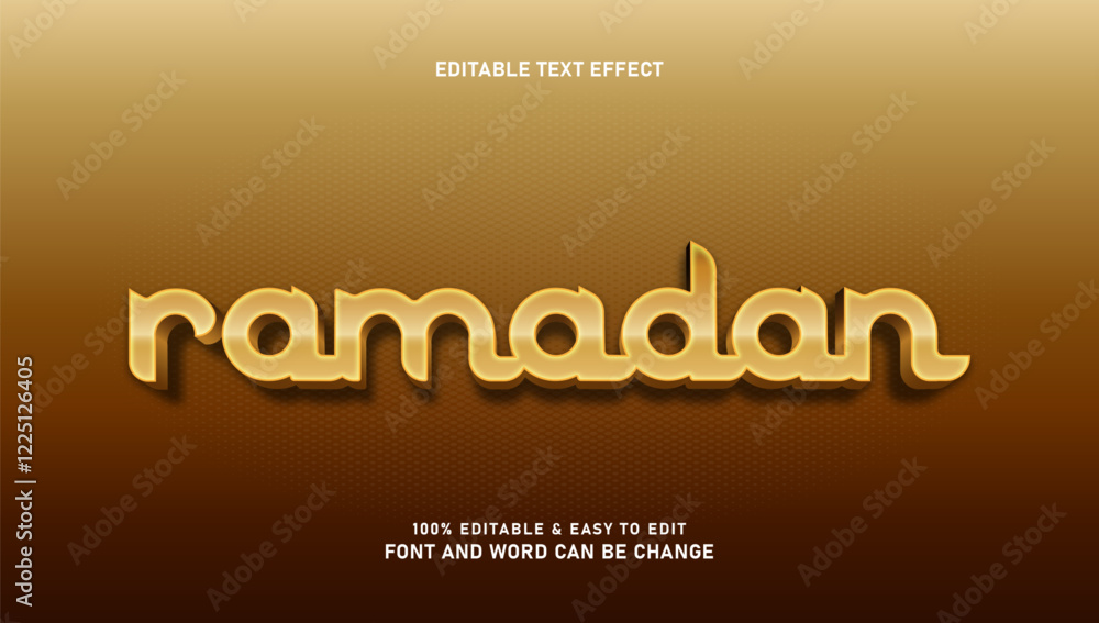 Poster ramadan text effect with modern and elegant 3d style that is editable
