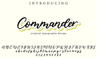Commander Font Stylish brush painted an uppercase vector letters, alphabet, typeface