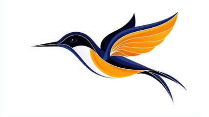 Elegant abstract depiction of a colorful bird in flight showcasing dynamic shapes and vibrant colors