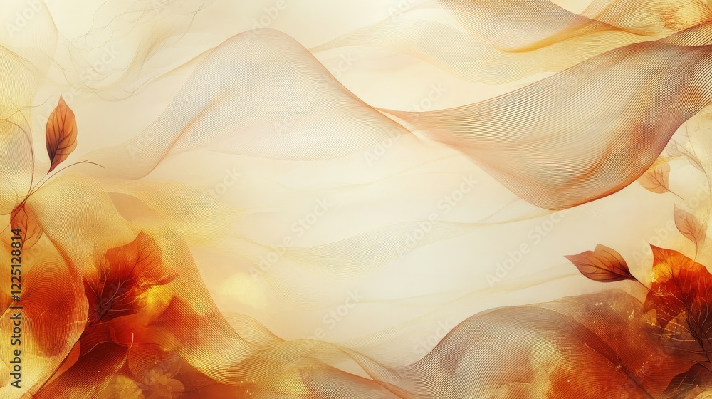 Poster abstract autumn background with flowing organic lines, textured patterns, and soft fall-inspired flo