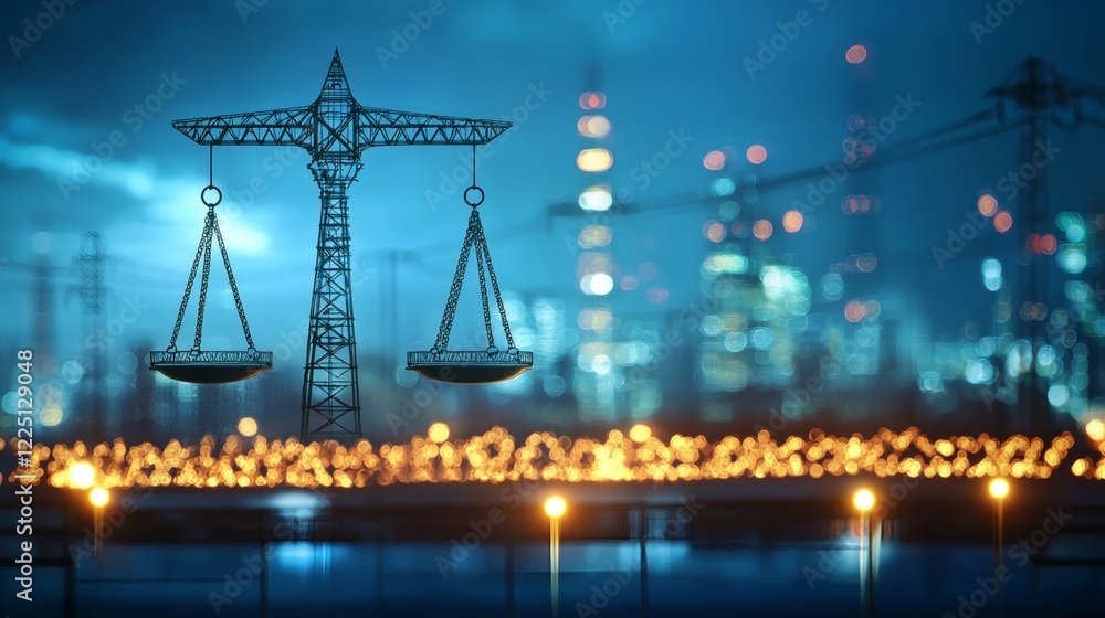 Poster conceptual representation of lobbying efforts in shaping energy policy decisions stock photo with si