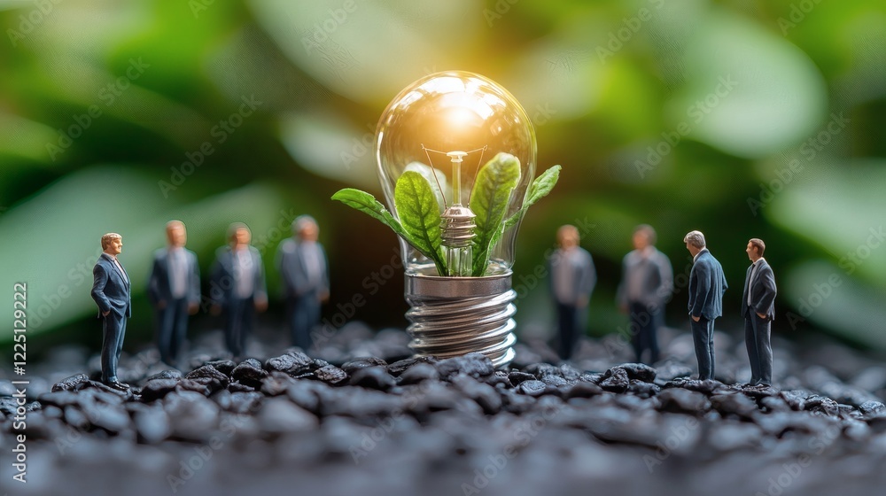 Poster conceptual representation of lobbying efforts in shaping energy policy decisions stock photo with si