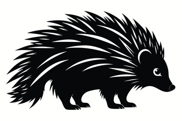 Fototapeta premium Silhouette Porcupine Black Vector Illustration Style
