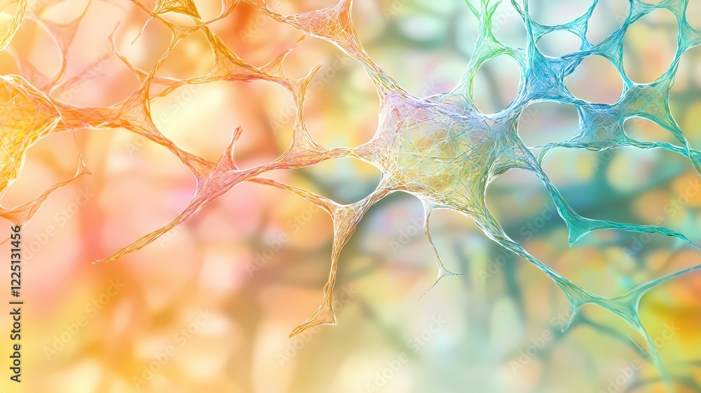 Poster abstract neural network colorful connections vibrant pastel background
