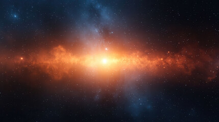 glowing orange nebula stretches across starry night sky, showcasing vastness of space