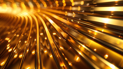 A dynamic, shimmering golden wave of light and reflections.