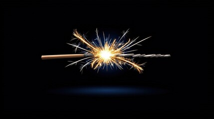 Fototapeta premium Sparkling Sparkler with Bright Light Effects Against a Dark Background