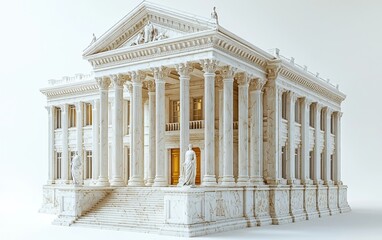Obraz premium Majestic Neoclassical Courthouse on Pristine White Background
