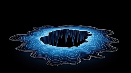 Fototapeta premium Blue Abstract Wave Design with Depth and Contours Featuring a Central Dark Void Effect