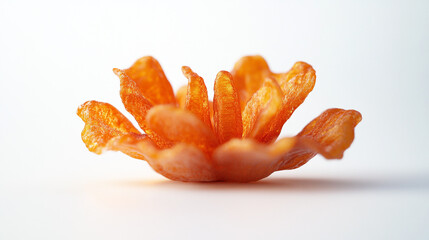 Fototapeta premium Beautifully crafted orange flower made from crispy fried dough on a white background