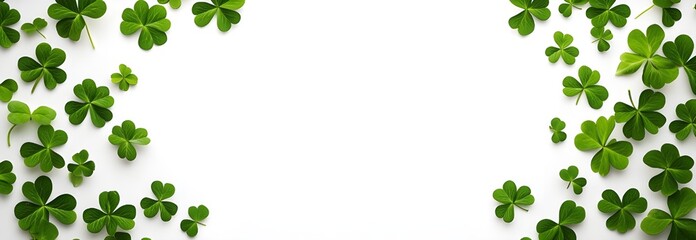 Fototapeta premium Saint Patrick’s Day Shamrock Clover Frame with White Background for Text or Design