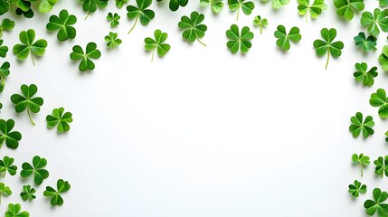 Saint Patrick’s Day Shamrock Clover Frame with White Background for Text or Design
