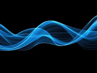 Naklejka premium Abstract blue flowing lines on black background creates a sense of motion