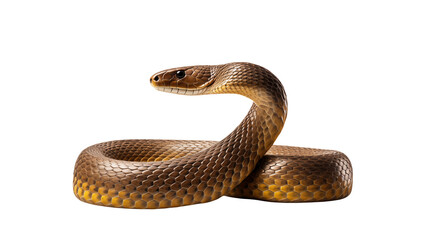 Fototapeta premium Close up of a coiled brown snake on a transparent background