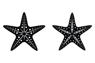 set starfish silhouette vector illustration