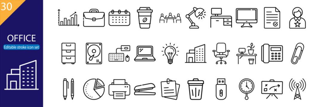 Office icons collection for productivity and organization in various tasks