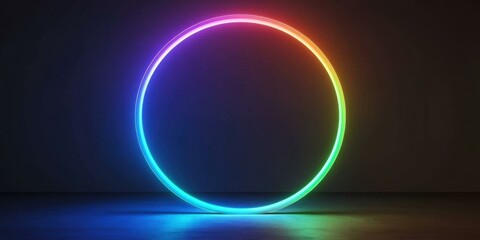 A vibrant neon ring glowing against a dark background, perfect for modern design projects, tech promotions, or artistic displays.