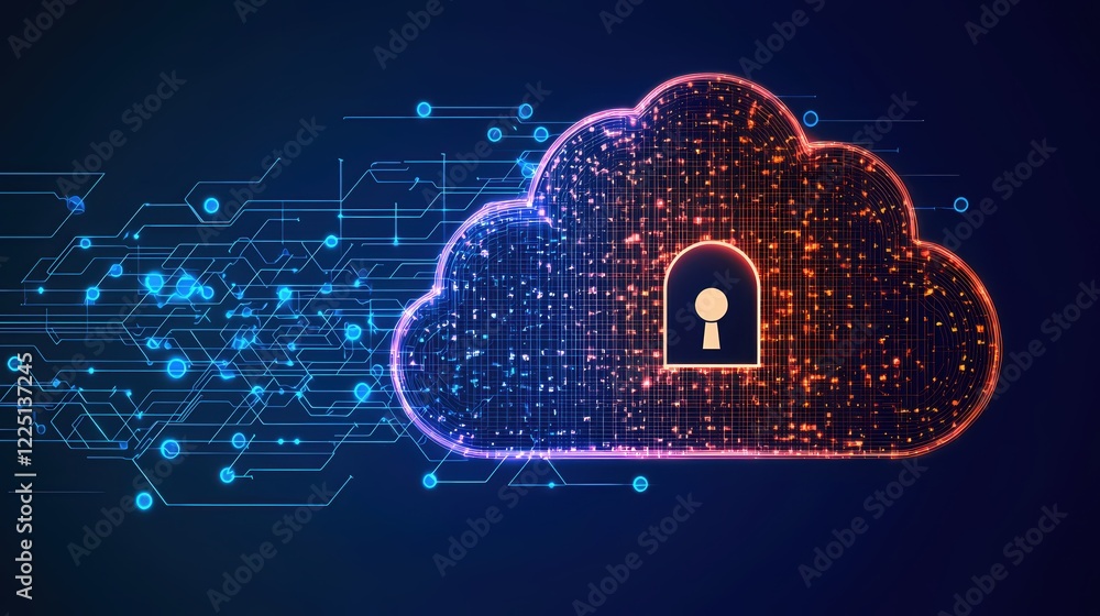 Aufkleber secure cloud network data protection digital technology abstract