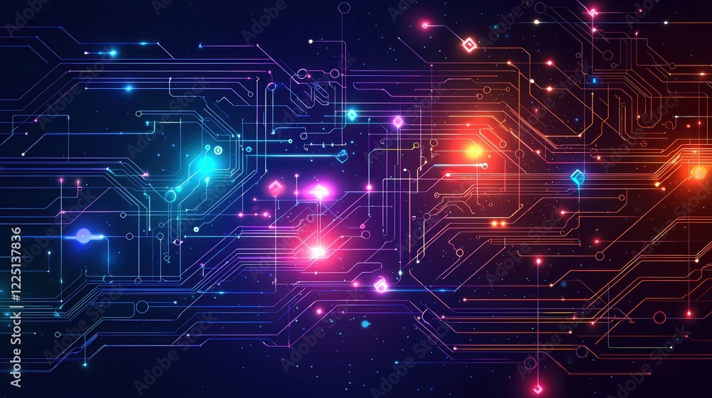 Poster abstract digital circuit board network technology design