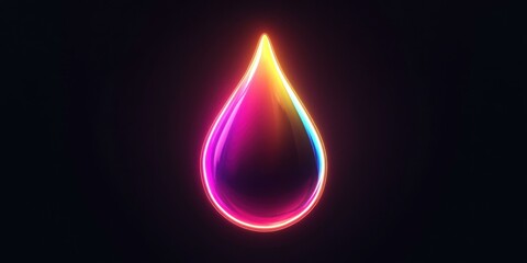 A vibrant, glowing drop shape with a gradient of colors against a dark background. Suitable for digital art, technology themes, or creative projects.