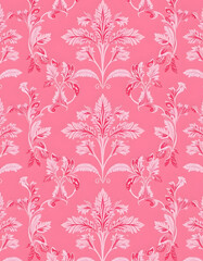 Fototapeta premium Pink toile fabric pattern, low-poly, with white tones