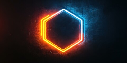 A vibrant neon hexagon glowing against a dark background, ideal for modern design projects, nightlife promotions, or tech-themed visuals.