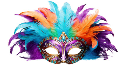Colorful Venetian Mask with Feathers for Mardi Gras 