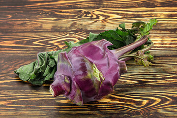 Ripe fresh violet kohlrabi cabbage
