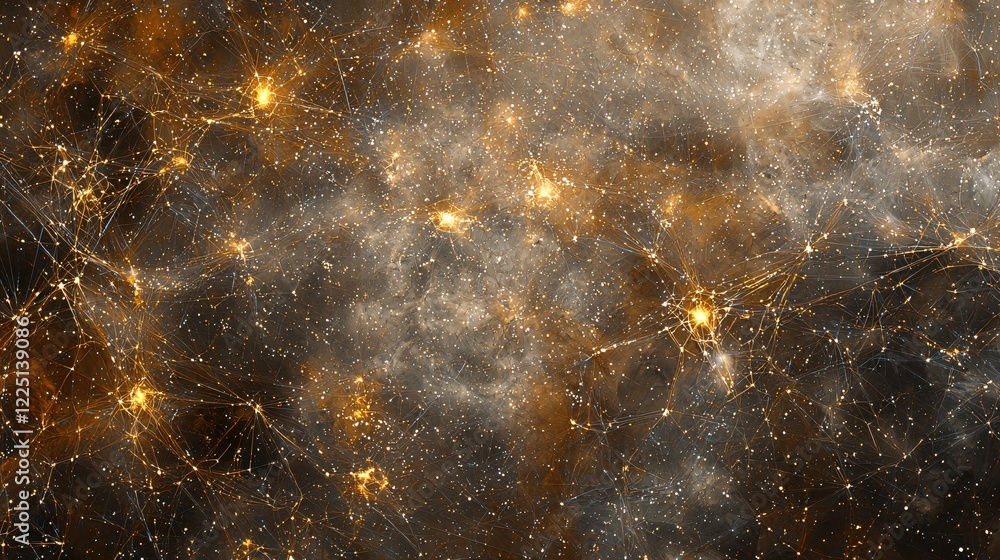 Aufkleber abstract network of golden lights and lines on a dark background creating a cosmic effect