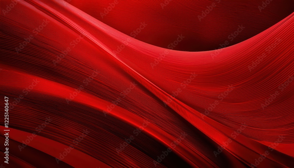 Poster vibrant abstraction exploring the rhythmic dance of lines, waves, and colors on an intense red canva