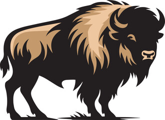 Vector bison silhouette black and white  © Wadud