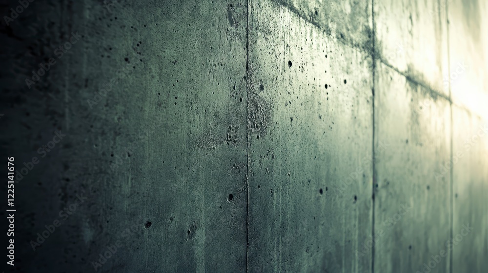 Poster close up view of a textured concrete wall with varying shades of gray and subtle light variations cr