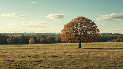 Fototapeta premium Solitary autumn tree in a field.