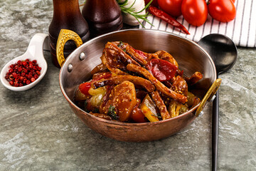 Asian cuisine pork in oyster sauce
