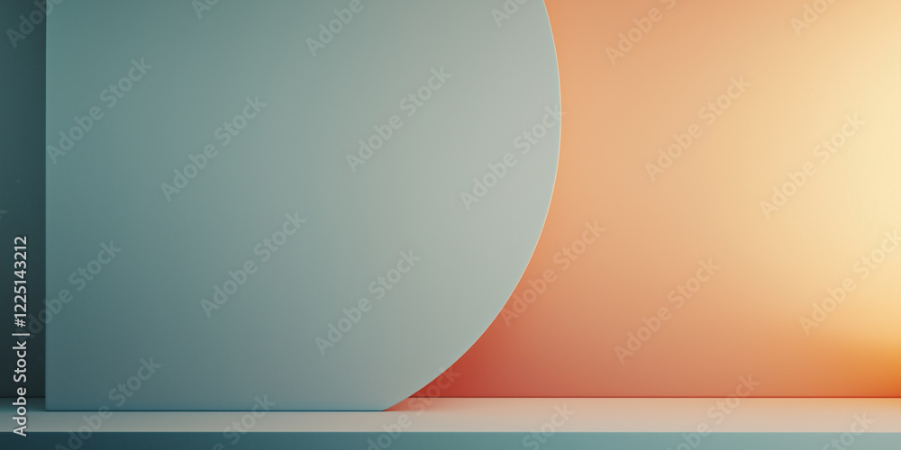 Poster Abstract minimalism with overlapping geometric forms creates serene composition