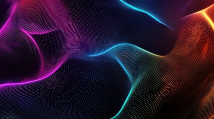Vibrant Abstract Digital Waves with Colorful Light Patterns