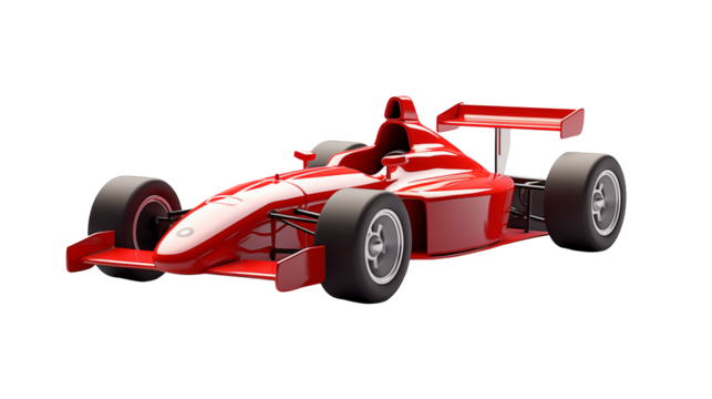 Red Race Car Speeding on a transparent background