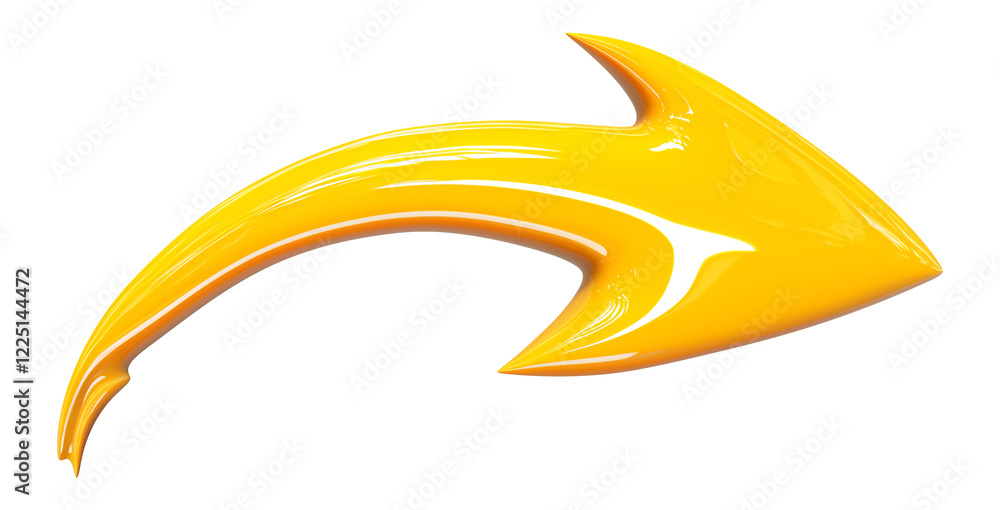 Aufkleber curved arrow in matte neon yellow isolated on transparency background