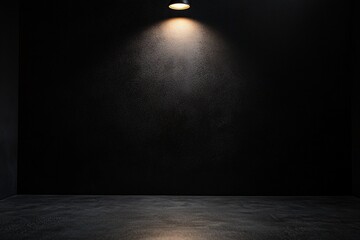 Dimly lit empty room with a spotlight on the floor, creating a dramatic atmosphere for presentations