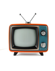 set of classic vintage retro style old television with cut screen, old tv isolated on white background, craft clay