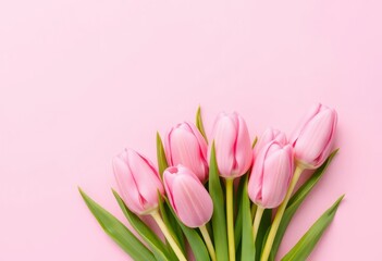 Fototapeta premium tulip flowers on the pink background