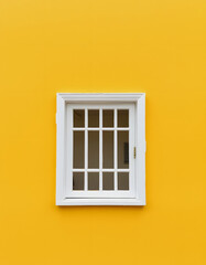 Yellow wall and a white window, Paper Cutout style