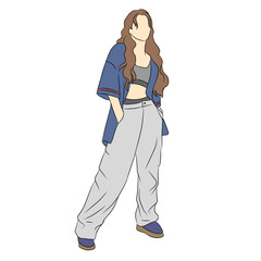 Illustration of female idol fashion vectors. Fashion on stage