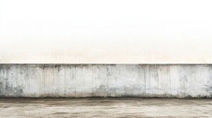A weathered concrete base sits in front of a plain off white wall. The image shows a horizontally divided composition, showcasing the textures of