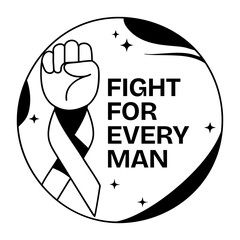 Prostate survivor fist with fight for every man text, glyph sticker 