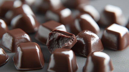 Delicious assorted chocolate confections on a gray surface