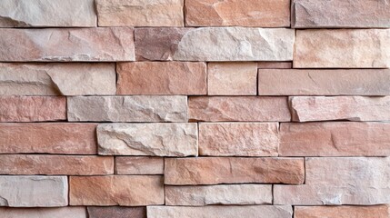 Obraz premium Textured stone wall with natural red and brown brick patterns for background or design