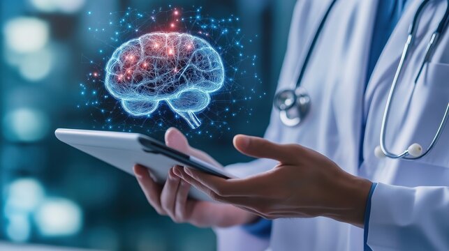 Innovative medical technology brain insights healthcare facility digital imagery professional setting futuristic concept
