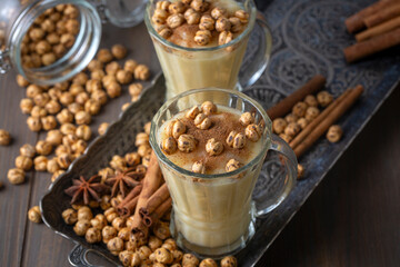 Traditional Turkish drink with roasted chickpea Boza or Bosa